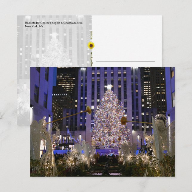Rockefeller Center's Angels & Christmas Tree - Postkarte (Vorne/Hinten)