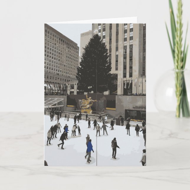 Rockefeller Christmas Tree Skaten Rink New York Karte (Vorderseite)