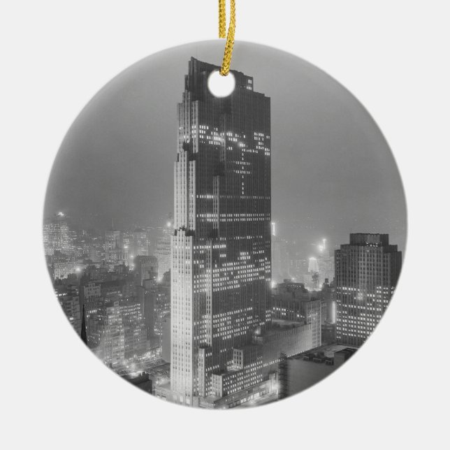 Rockefeller-Mitte und RCA-Gebäude New York City Keramik Ornament (Vorne)