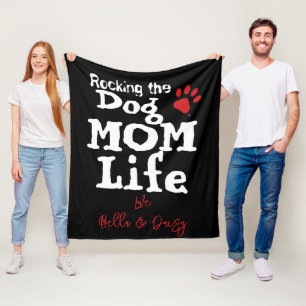 Rocken der Hunde Mama Life DOG NAME Paw Print Fleecedecke