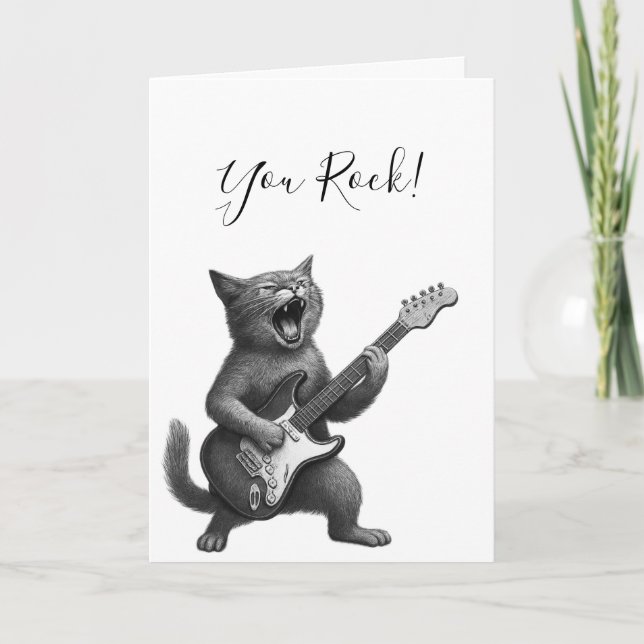 Rockende Katze Karte (Vorderseite)