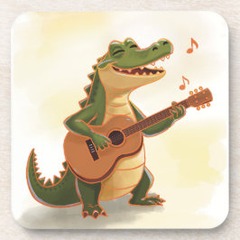 Rockender Krokodil mit Gitarre – Lustiges Cartoon- Getränkeuntersetzer