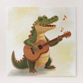 Rockender Krokodil mit Gitarre – Lustiges Cartoon- Puzzle
