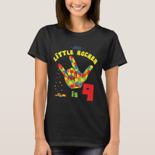 Rocker Age 9 Geborenes Geburtsrätsel Autismus Bewu T-Shirt