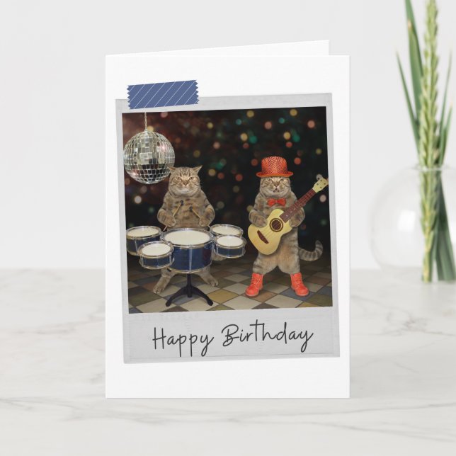 Rocker Cats Funny Birthday Card Karte (Vorderseite)