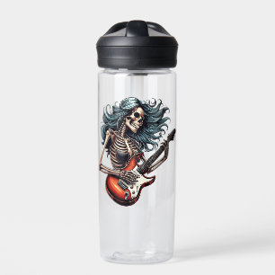 Rocker Chick Skeleton Frau spielt Gitarre Trinkflasche