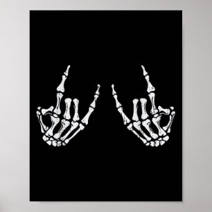 Rocker Hand Sign Rock Skelett Halloween Kostüm M Poster