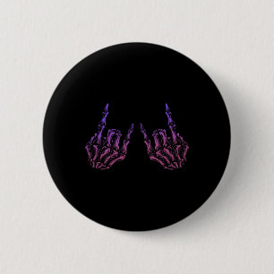 Rocker Hand Sign Rock Skelett Retro Halloween Männ Button