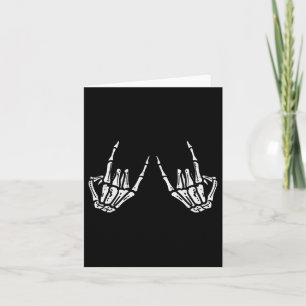 Rocker Hand Sign Rock Skelett Retro Halloween Männ Karte