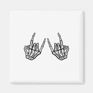 Rocker Hand Sign Rock Skelett Retro Halloween Männ Magnet
