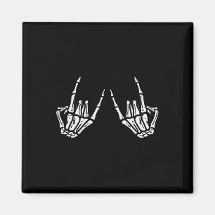 Rocker Hand Sign Rock Skelett Retro Halloween Männ Magnet