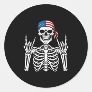 Rocker Hand Skelett Cool Halloween Punk Rock Men Runder Aufkleber