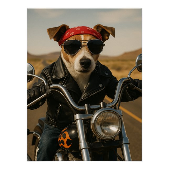 Rocker Jack Russell auf dem Highway Poster (Vorderseite)