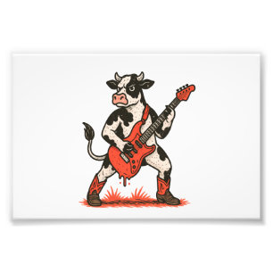 Rocker-Kuh PNG, Kuh spielt Gitarre Fotodruck