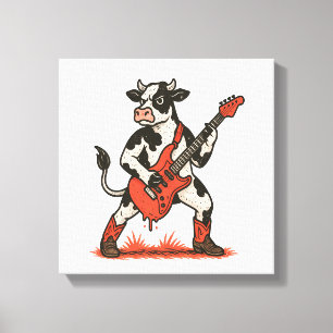 Rocker-Kuh PNG, Kuh spielt Gitarre Leinwanddruck