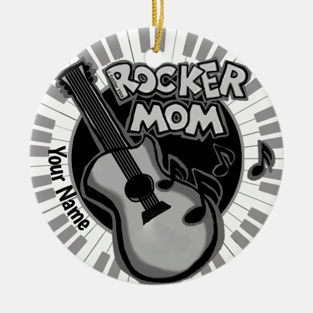 Rocker-Mama Keramik Ornament (Vorne)