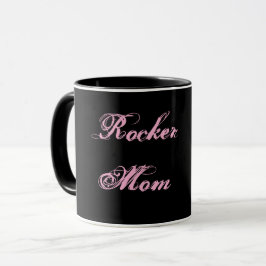 Rocker Mom-Kakao- und Kaffeetasse (Schwarz & Pink)