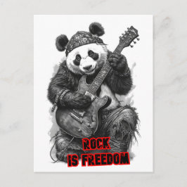 Rocker Panda sagt: Rock ist Freiheit auf einem Feiertagspostkarte
