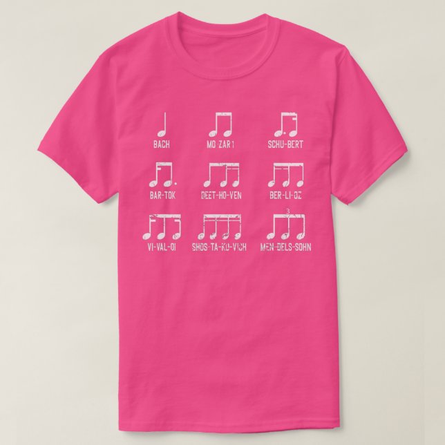 Rocker Piano Drummer Note Classic Co T-Shirt (Design vorne)