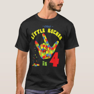 Rocker Rock Alter 4 Jahre Geburtstags-Puzzle Autis T-Shirt