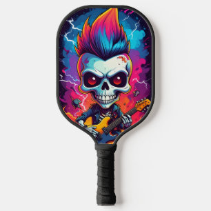 Rocker-Schädel mit Mohawk-Frisur Pickleball Schläger