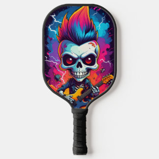 Rocker-Schädel mit Mohawk-Frisur Pickleball Schläger