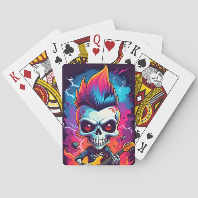 Rocker Schädel mit Mohawk Klassische Spielkarten (Rückseite)