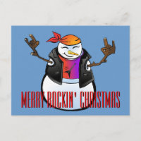 Rocker-Schneemann-Postkarte