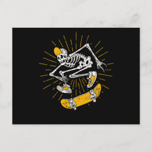 Rocker-Skater Skeleton-Cap Cool Halloween-Punk Postkarte