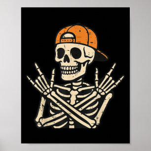 Rocker-Skater Skeleton Coole Halloween-Kostüme Män Poster