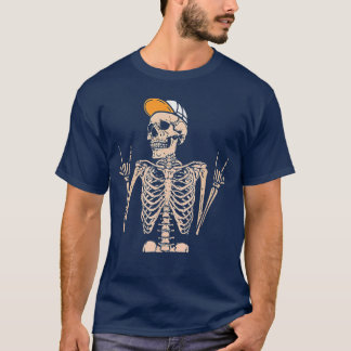 Rocker Skeleton Cap Cool Halloween Punk Rock Hand  T-Shirt