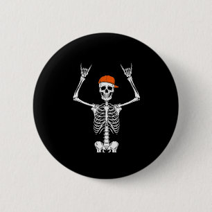 Rocker Skeleton Cap Skater Cool Halloween Punk Roc Button
