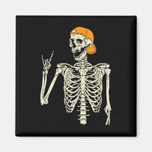 Rocker Skeleton Cap Skater Cool Halloween Punk Roc Magnet