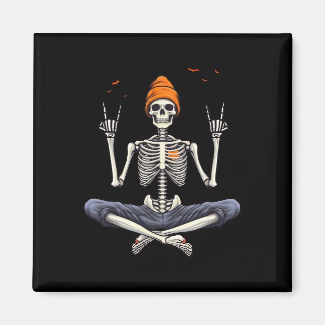 Rocker Skeleton Cap Skater Cool Halloween Punk Roc Magnet (Vorne)