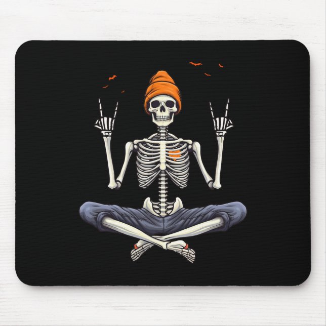 Rocker Skeleton Cap Skater Cool Halloween Punk Roc Mousepad (Vorne)