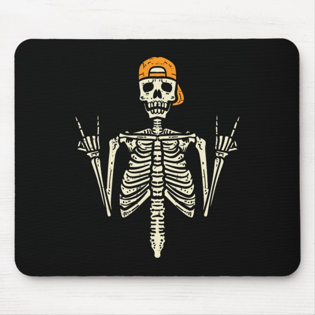 Rocker Skeleton Cap Skater Cool Halloween Punk Roc Mousepad (Vorne)