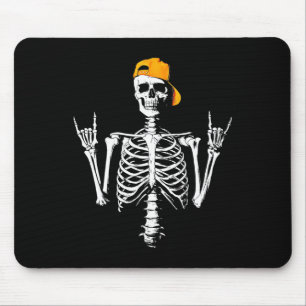 Rocker Skeleton Cap Skater Cool Halloween Punk Roc Mousepad