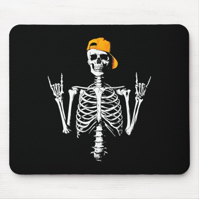 Rocker Skeleton Cap Skater Cool Halloween Punk Roc Mousepad (Vorne)