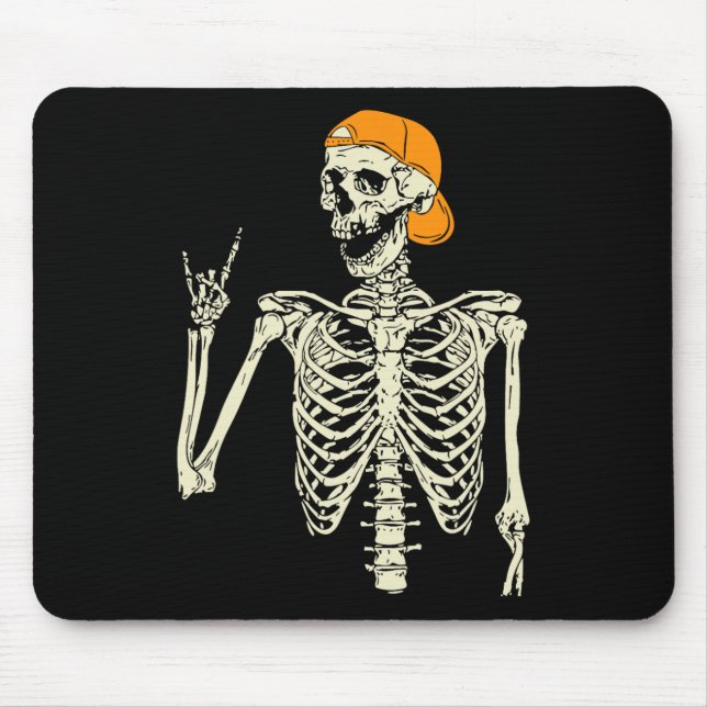 Rocker Skeleton Cap Skater Cool Halloween Punk Roc Mousepad (Vorne)