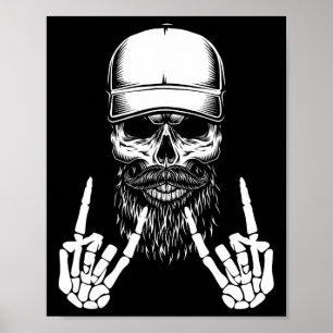 Rocker Skeleton Cap Skater Cool Halloween Punk Roc Poster