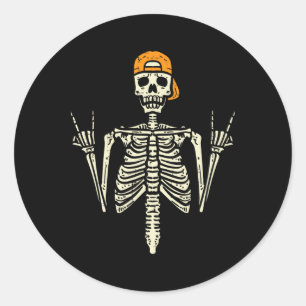 Rocker Skeleton Cap Skater Cool Halloween Punk Roc Runder Aufkleber