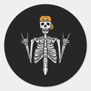 Rocker Skeleton Cap Skater Cool Halloween Punk Roc Runder Aufkleber