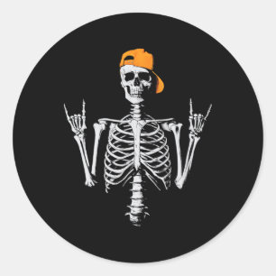 Rocker Skeleton Cap Skater Cool Halloween Punk Roc Runder Aufkleber