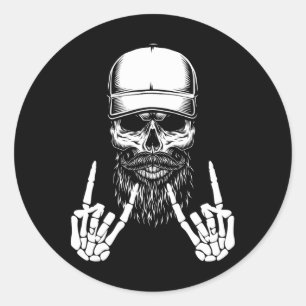 Rocker Skeleton Cap Skater Cool Halloween Punk Roc Runder Aufkleber