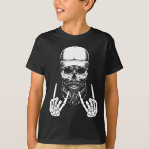 Rocker Skeleton Cap Skater Cool Halloween Punk Roc T-Shirt