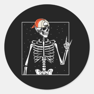 Rocker Skeleton Cap Skater Cool Halloween Punk Runder Aufkleber
