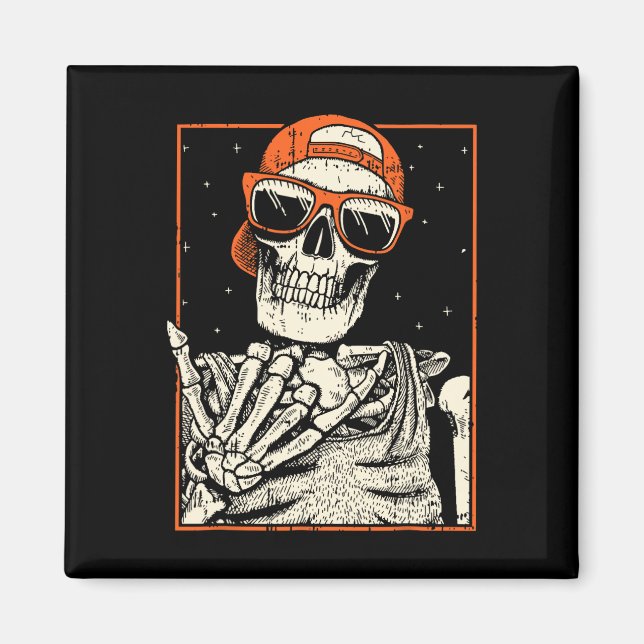 Rocker Skeleton Hand Rock on Costume Fun Halloween Magnet (Vorne)