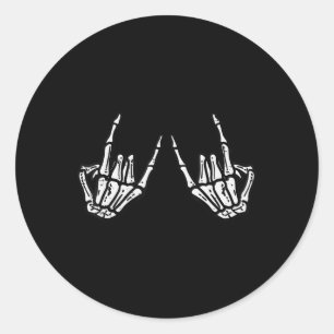 Rocker Skeleton Hand Rock on Costume Fun Halloween Runder Aufkleber