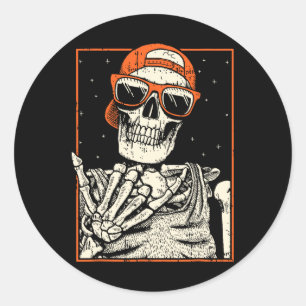 Rocker Skeleton Hand Rock on Costume Fun Halloween Runder Aufkleber