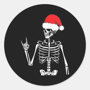 Rocker Skeleton Hand Rock on Costume Fun Weihnacht Runder Aufkleber